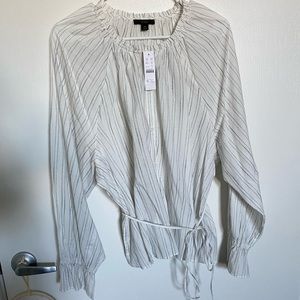 Jcrew Button-up Tie-waist top in stripe.  Size 3X